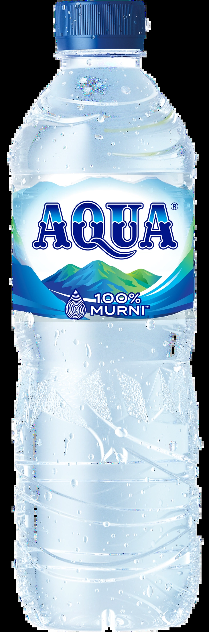 Botol AQUA dengan latar transparan